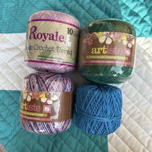 Lot of 4 crochet Thread Blue Green Purple Waterlily Wood Violet Rainforest